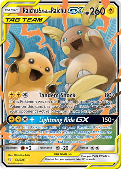 Raichu & Alolan Raichu GX card art