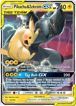 Pikachu & Zekrom GX card art