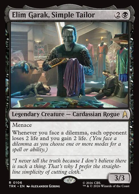 Elim Garak, Simple Tailor card art