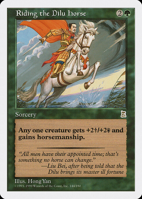 Riding the Dilu Horse card art