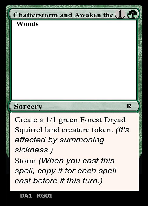 Chatterstorm and Awaken the Woods card art