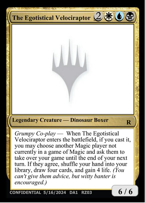 The Egotistical Velociraptor card art