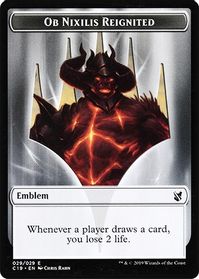 Emblem - Ob Nixilis Reignited // Zombie (010) Double-Sided Token — Commander 2019