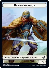 Human Warrior // Icy Manalith Double-Sided Token — Kaldheim