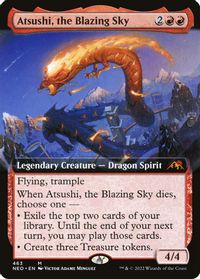 Atsushi, the Blazing Sky (Extended Art) — Kamigawa: Neon Dynasty