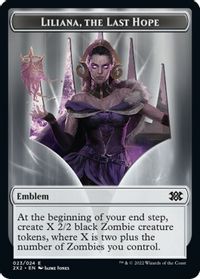 Emblem - Liliana, the Last Hope // Spirit (002) Double-Sided Token — Double Masters 2022