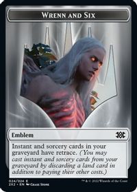 Emblem - Wrenn and Six // Monk Double-Sided Token — Double Masters 2022