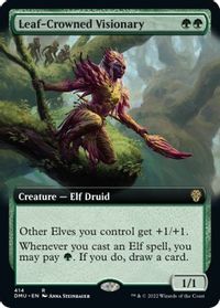 Leaf-Crowned Visionary (Extended Art) — Dominaria United