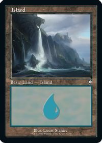 Island (32) (Retro Frame) — Commander: The Brothers' War