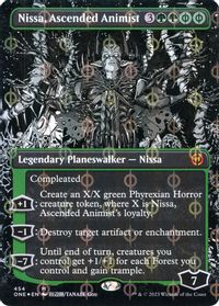 Nissa, Ascended Animist (Borderless) (Step-and-Compleat Foil) — Phyrexia: All Will Be One