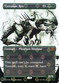 Tyrranax Rex (Showcase) (Step-and-Compleat Foil) — Phyrexia: All Will Be One