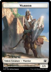 Warrior // Emblem - Elspeth, Sun's Champion Double-sided Token — Commander: March of the Machine