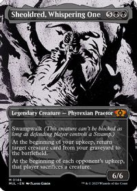 Sheoldred, Whispering One (Halo Foil) — March of the Machine: Multiverse Legends