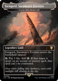 Isengard, Saruman's Fortress - Boseiju, Who Shelters All (Borderless) — Commander: The Lord of the Rings: Tales of Middle-earth