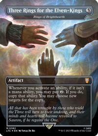 Three Rings for the Elven-Kings - Rings of Brighthearth (Borderless) (Surge Foil) — Commander: The Lord of the Rings: Tales of Middle-earth