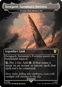 Isengard, Saruman's Fortress - Boseiju, Who Shelters All (Borderless) (Surge Foil) — Commander: The Lord of the Rings: Tales of Middle-earth