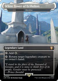 White Tower of Ecthelion - Karakas (Borderless) (Surge Foil) — Commander: The Lord of the Rings: Tales of Middle-earth