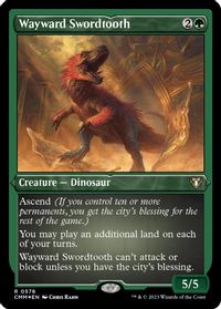 Wayward Swordtooth (Foil Etched) — Commander Masters