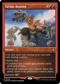 Savage Beating (Foil Etched) — Commander Masters