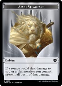 Emblem - Ajani Steadfast // Wizard Double-Sided Token — Commander Masters