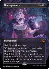 Necropotence (Anime Borderless) (Confetti Foil) — Wilds of Eldraine: Enchanting Tales