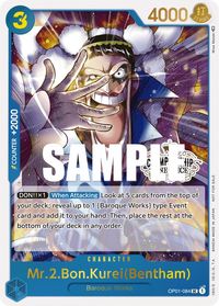 Mr.2.Bon.Kurei (Bentham) (Store Championship Participation Pack Vol. 2) — One Piece Promotion Cards