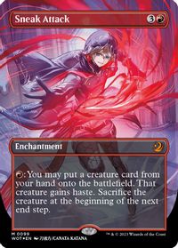 Sneak Attack (Anime Borderless) (Confetti Foil) — Wilds of Eldraine: Enchanting Tales