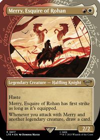 Merry, Esquire of Rohan (Showcase) (Surge Foil) — Universes Beyond: The Lord of the Rings: Tales of Middle-earth