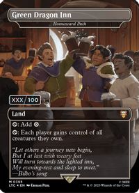 Green Dragon Inn - Homeward Path (Borderless) (Serial Numbered) — Commander: The Lord of the Rings: Tales of Middle-earth