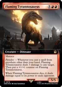 Flaming Tyrannosaurus (Extended Art) (Surge Foil) — Universes Beyond: Doctor Who