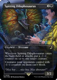 Spitting Dilophosaurus (Borderless) (Emblem) — Universes Beyond: Jurassic World Collection