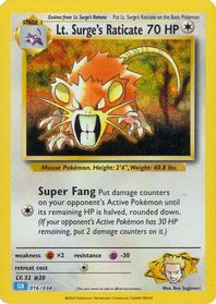 Lt. Surge's Raticate — Trading Card Game Classic