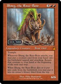 Ilharg, the Raze-Boar (Retro Frame) (Serial Numbered) — Ravnica Remastered