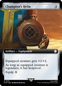 Champion's Helm (Extended Art) (Surge Foil) — Universes Beyond: Fallout