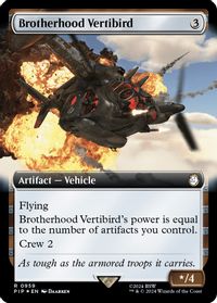 Brotherhood Vertibird (Extended Art) (Surge Foil) — Universes Beyond: Fallout