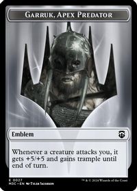 Emblem - Garruk, Apex Predator // Saproling Double-Sided Token — Commander: Modern Horizons 3