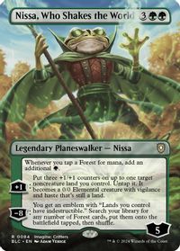 Nissa, Who Shakes the World (Borderless) — Commander: Bloomburrow