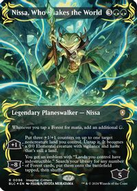 Nissa, Who Shakes the World (Borderless) (Raised Foil) — Commander: Bloomburrow