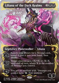 Liliana of the Dark Realms (Borderless) (Raised Foil) — Commander: Bloomburrow