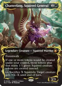 Chatterfang, Squirrel General (Borderless) (Raised Foil) — Commander: Bloomburrow