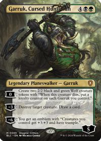 Garruk, Cursed Huntsman (Borderless) — Commander: Bloomburrow
