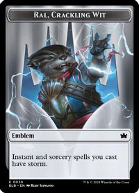 Emblem - Ral, Crackling Wit // Bushy Bodyguard Double-Sided Token — Bloomburrow