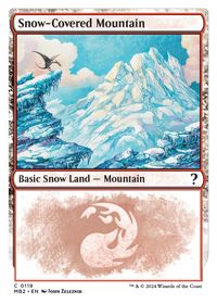 Snow-Covered Mountain (White Border) — Mystery Booster 2