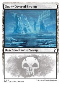 Snow-Covered Swamp (White Border) — Mystery Booster 2