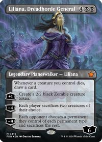 Liliana, Dreadhorde General (Borderless) (Mana Foil) — Foundations