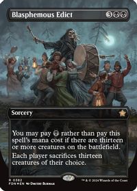 Blasphemous Edict (Borderless) (Mana Foil) — Foundations