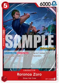 Roronoa Zoro — A Fist of Divine Speed Release Event Cards