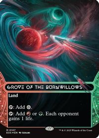 Grove of the Burnwillows (0107) (Borderless) (Galaxy Foil) — Edge of Eternities: Stellar Sights