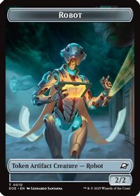 Robot // Emblem - Tezzeret, Cruel Captain Double-Sided Token — Edge of Eternities