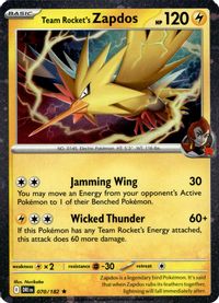 Team Rocket's Zapdos - 070/182 (Cosmos Holo) — Miscellaneous Cards & Products